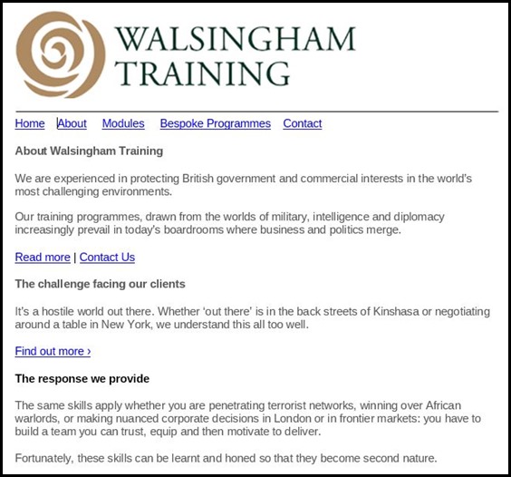Walsingham Training Website
