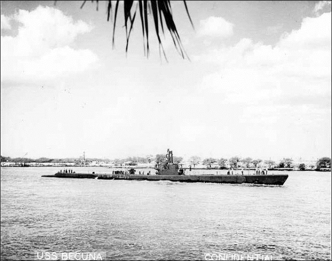 SS Becuna entering Pearl Harbor 1944-45