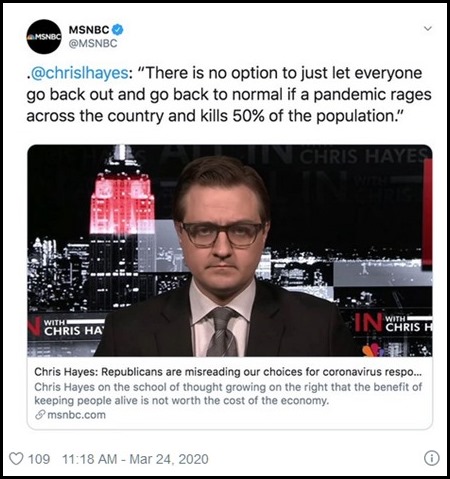 MSNBC's Chris Hayes 50 Percent Death Rate from COVID 19