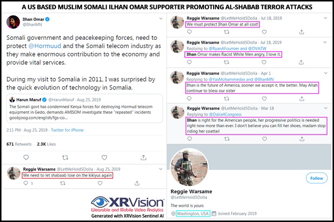 A US based muslim Somali Ilhan Omar Supporter promoting al-Shabab terror attacks