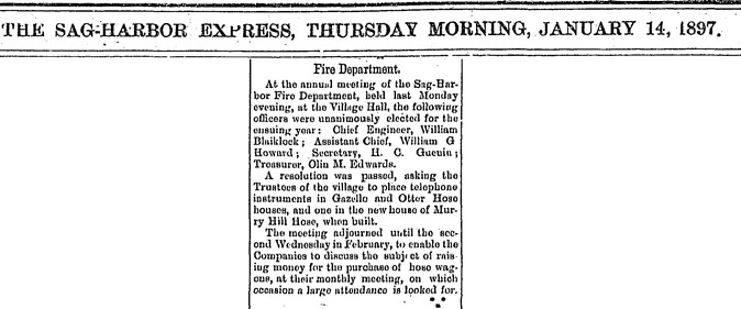 A2 1-14-1897 William Howard Fire Department Meeting Clip