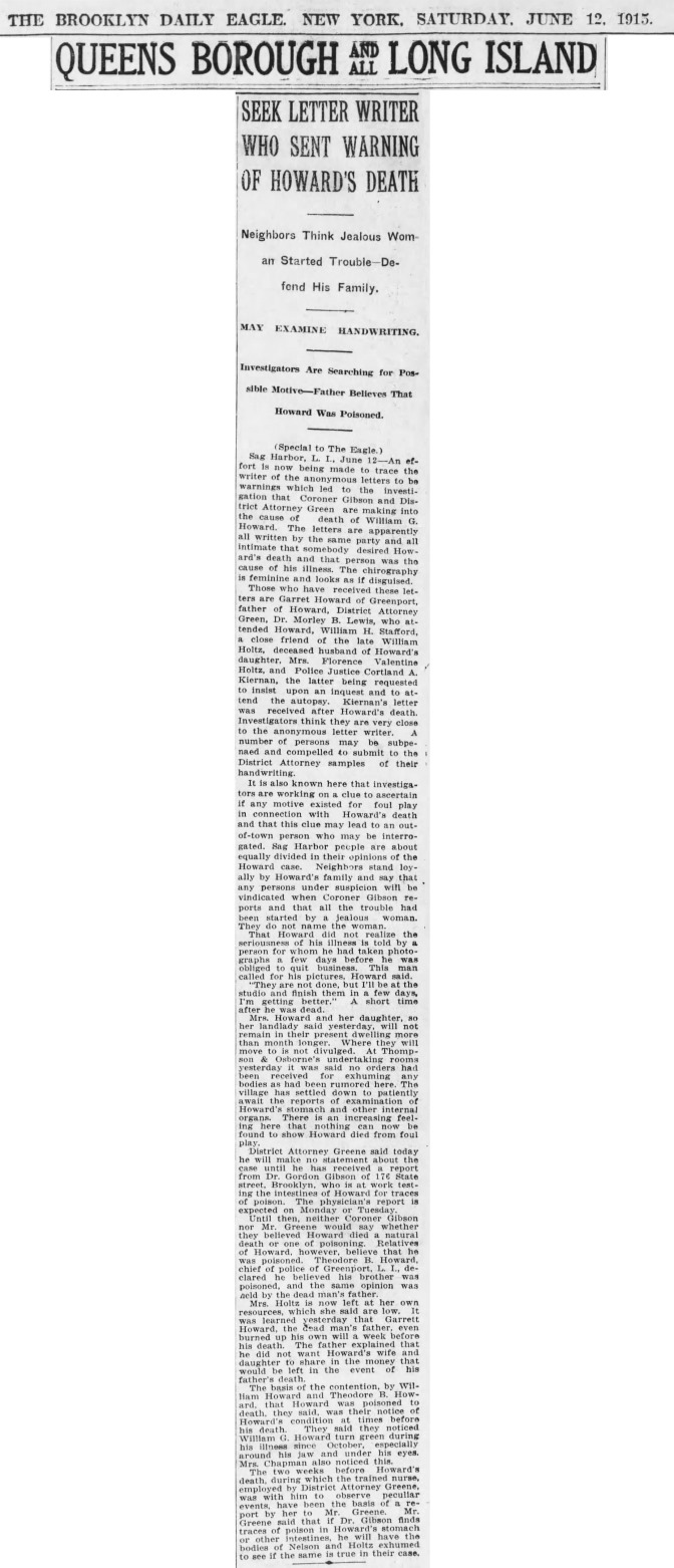 A21 6-12-1915 The Brooklyn Daily Eagle Seek Letter Writer Clip